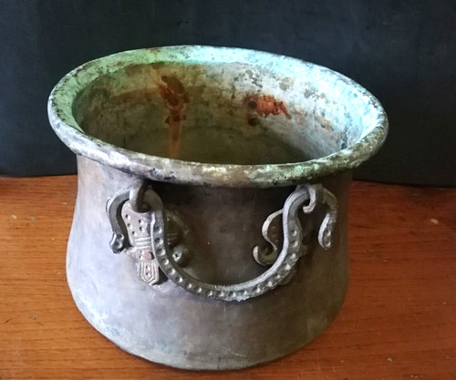 Antique copper pot rustic - copper,