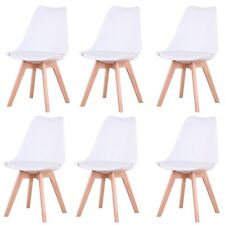 6x Sedie da pranzo cucina con cuscino stile nordico bianche con gambe in faggio