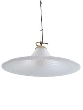 Lampadario Vetro Murano Spirale Bianca a Campana Anni 70