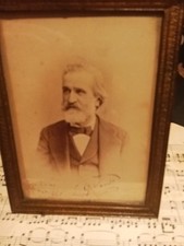 Giuseppe Verdi   Foto Autentica con Autografo Originaledel Maestro E Cornice 