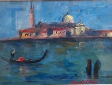 Dipinto olio tela laguna - olio,