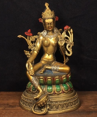 Antico dipinto tibet bronzo - antico,