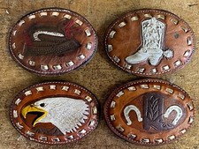 Fibbia in vera pelle fatta a mano vintage stile texano loghi cowboy per cintura