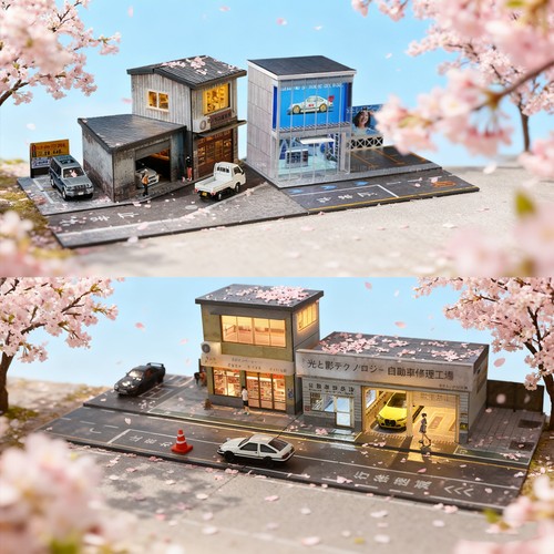 Diorama garage modello - 1:64,