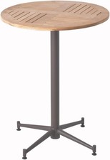 Tavolo da Pranzo Patio Rotondo in Legno di Teak 23,6" Base in Acciaio #R036