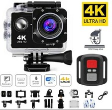 Action Camera Sport 4K - Subacquea 30m, Telecomando, WiFi, Display HD 2.0"