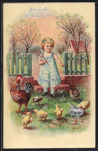 Ragazza con gallina - , e