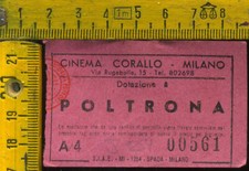 Biglietto Teatro Cinema CORALLO Milano Poltrona j 254