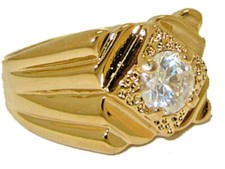 Anello da Uomo Manly Fascia Zircone Cubico 14Kt Oro Piastra US Fatto 7 8 9 11 12