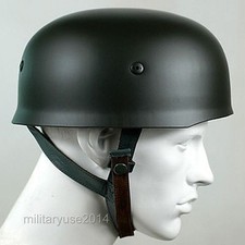 WWII WW2 ELMETTO TEDESCO FALLIRMJAGER M38 ACCIAIO NERO con fodera in pelle