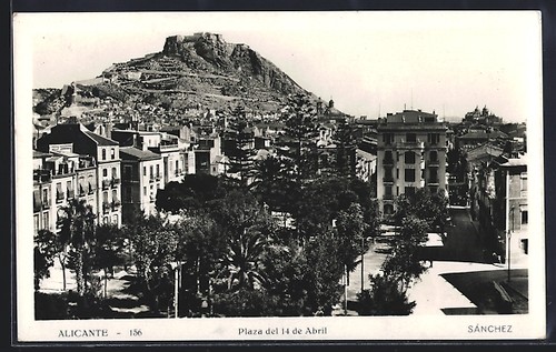 Cartolina alicante plaza del - cartolina, alicante,