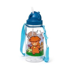 Borraccia BPA free 450ml con cannuccia e tracolla Bue Scozzese cute Highland coo