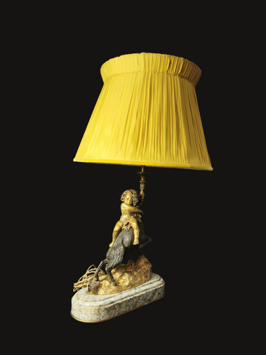 Lampada con scultura bronzo - lampada, in