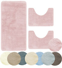 Set 3 pz Tappetini TAPPETO da bagno Parure antiscivolo Peloso pelo 3cm morbido