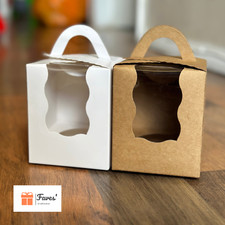 Scatole Cupcake Singole Muffin Biscottiera con Manico Finestra Trasparente Matrimonio Compleanno