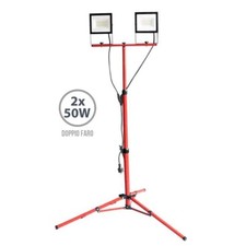 DOPPIO FARO DA LAVORO PORTATILE EDIL LED 2X50W FARETTO DA CANTIERE CON TREPPIEDE