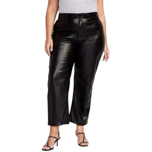 Pantaloni ecopelle gamba larga