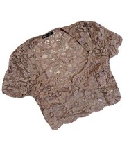 ZARA CROPPED TOP CORTO PIZZO NUDE BEIGE ROSA CIPRIA TAGLIA M