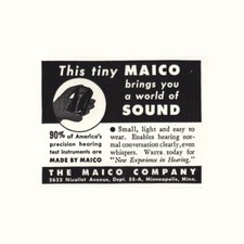 Apparecchio acustico elettronico Maico 1944: questo piccolo Maico pubblicità stampa d'epoca