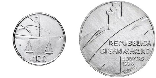 1990 san marino 100 lire - san,
