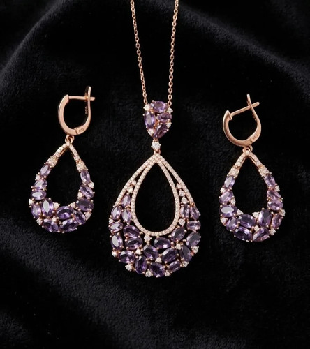 Oro leoni viola zirconi set - leoni,