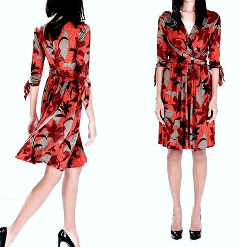 Zara abito rosso stampa - abito,