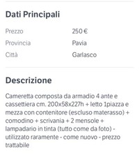 Cameretta Bambino come nuova con letto contenitore 1 piazza e mezza