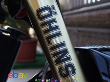 2 ADESIVI OHLINS FORCELLE SOSPENSIONE YAMAHA SUZUKI DUCATI KAWASAKI 16 CM