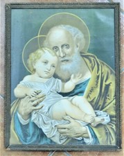 ANTICA CORNICE SICILIANA SAN GIUSEPPE CON BAMBINO ANNI 50