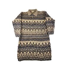 Vintage Long Jumper Shetland Wool Dress Geometric retro pattern L