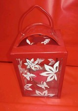LANTERNA IN METALLO  COLORATO PORTA TEA LIGHT O CANDELA SEGNAPOSTO 4 COL. ROSSO 