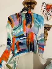 Top moda donna stile vintage retrò pop art maniche lunghe - spesso - elasticizzato