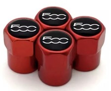 4 Tappi copri valvola per ruota FIAT 500 alluminio gomme pneumatici auto ROSSO