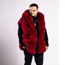 Gilet 80 cm moda uomo pelliccia di volpe naturale con cappuccio vera pelliccia gilet spesso gilet