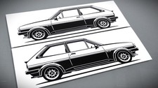 Adesivo tuning Ford Fiesta XR2 sagoma Ford Fiesta MK1 sticker nero nuovo