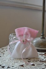 SET 30 SACCHETTI BOMBONIERA con tela aida ricamo punto croce + fiorellini