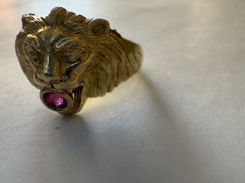 Anello oro testa - leone, 18kt