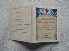 RARA tessera CROCE ROSSA ITALIANA GIOVANILE MILAN0 1938 39   