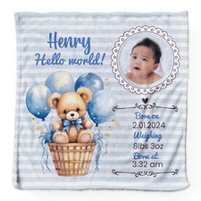 Blu Orso Neonato Ricordi - Personalizzato Extra Morbido Lusso Baby Coperta -