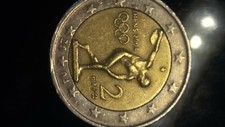 Moneta rara da 2 euro commemorativa delle olimpiadi di atene , Athens 2004