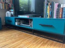 mobile tv moderno stile industrial colore ciano-turchese