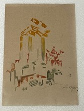 Andre masson disegno quadro su carta vecchia firmato timbrato vintage