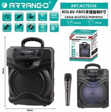 Cassa Acustica Batteria Ricarica 8" Portatile Bluetooth FM USB Microfono Karaoke