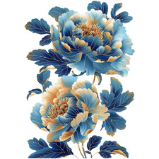 Adesivi Murali Fiore di Peonia Blu Set 2 Pezzi per Casa per Soggiorno Camera da Letto