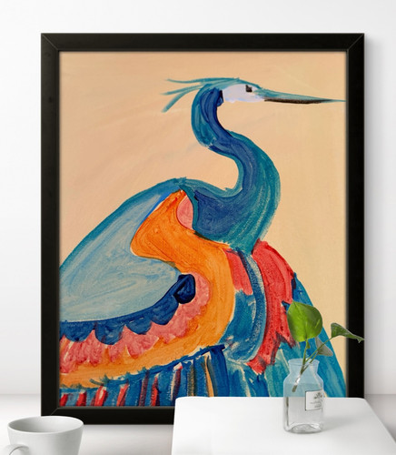 Ritratto uccellino airone blu
