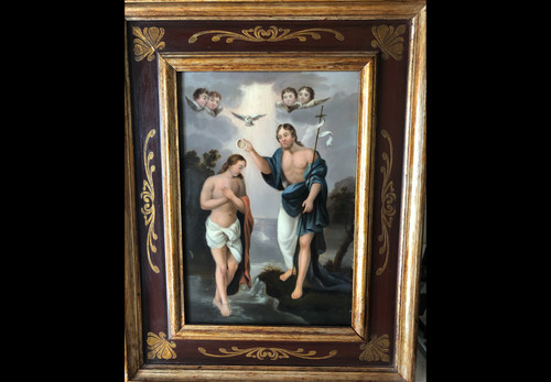 Battesimo cristo olio su - cristo,