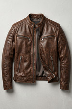 Giacca moto uomo marrone vera - marrone,