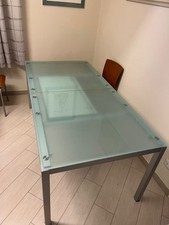 TAVOLO BONTEMPI DIAPASON  ALLUNGABILE ACCIAIO E CRISTALLO 