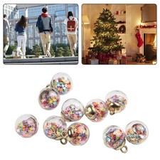 Palline di Natale Colorate Festive Trasparenti Paillettes Vetro 10PCS