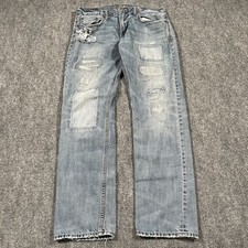 Jeans American Eagle uomo 32x32 blu slim dritto invecchiato patchwork denim